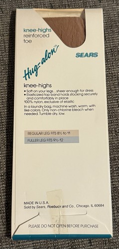 New Vintage Hug-Alon Sears Knee High Regular Leg Nude 8 Pairs 100% Nylon USA - Picture 6 of 7