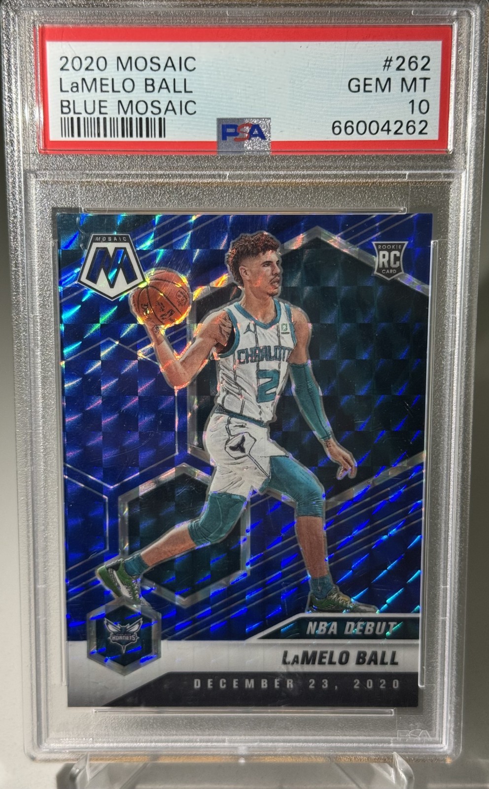 2020-21 Panini Mosaic- LaMelo Ball- RC NBA Debut - Blue Mosaic - 61/99 - PSA 10!