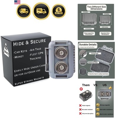 Hide a Key Outside with our Grey Magnetic Box, Our Waterproof Air-Tight Magne...