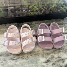 Toddler Baby Girl Summer Sandals Shoes Lot Two Pairs Pink Purple Size 2