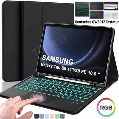 Hülle für Samsung Galaxy Tab S9 S9 FE S8 S7 11'' QWERTZ Bluetooth Tastatur Maus