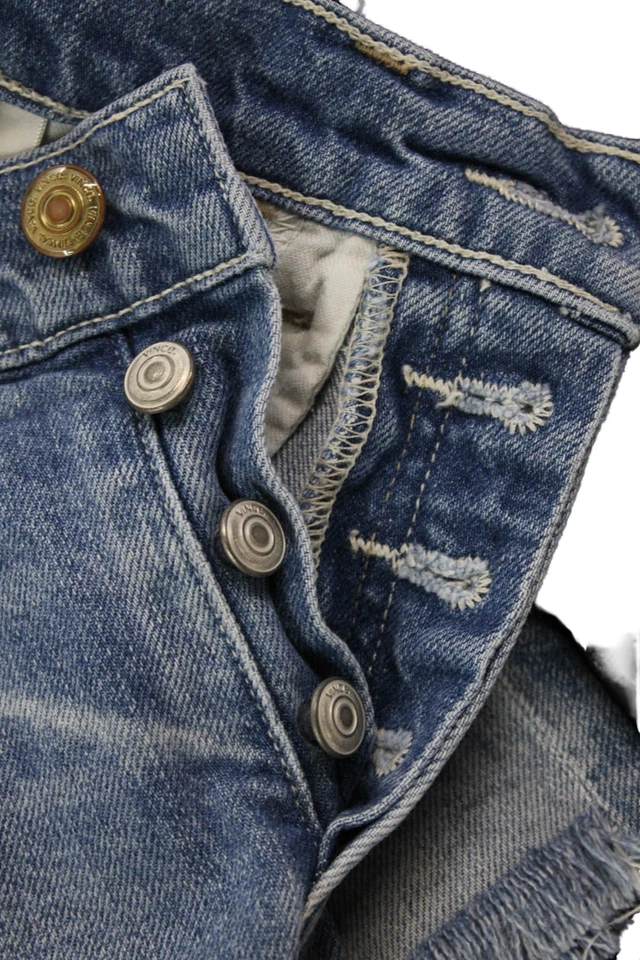 Pantalones Cortos Vince Mujer Denim Abotonados Tiro Medio Corte Azul Algodón Talla 26 Foto 4 de 4