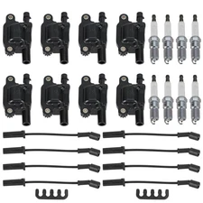 🔥 8PCS Square Ignition Coil+Spark Plug+Wires Fit For Silverado 1500 Tahoe GMC