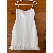 Lulus Spoonful of Sass White Ruffled Bodycon Mini Dress Engagement Wedding Sz L