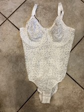 Vintage Bali Womens White Lace Bodysuit Teddy Sz 40 D Bridal Dainty Lingerie