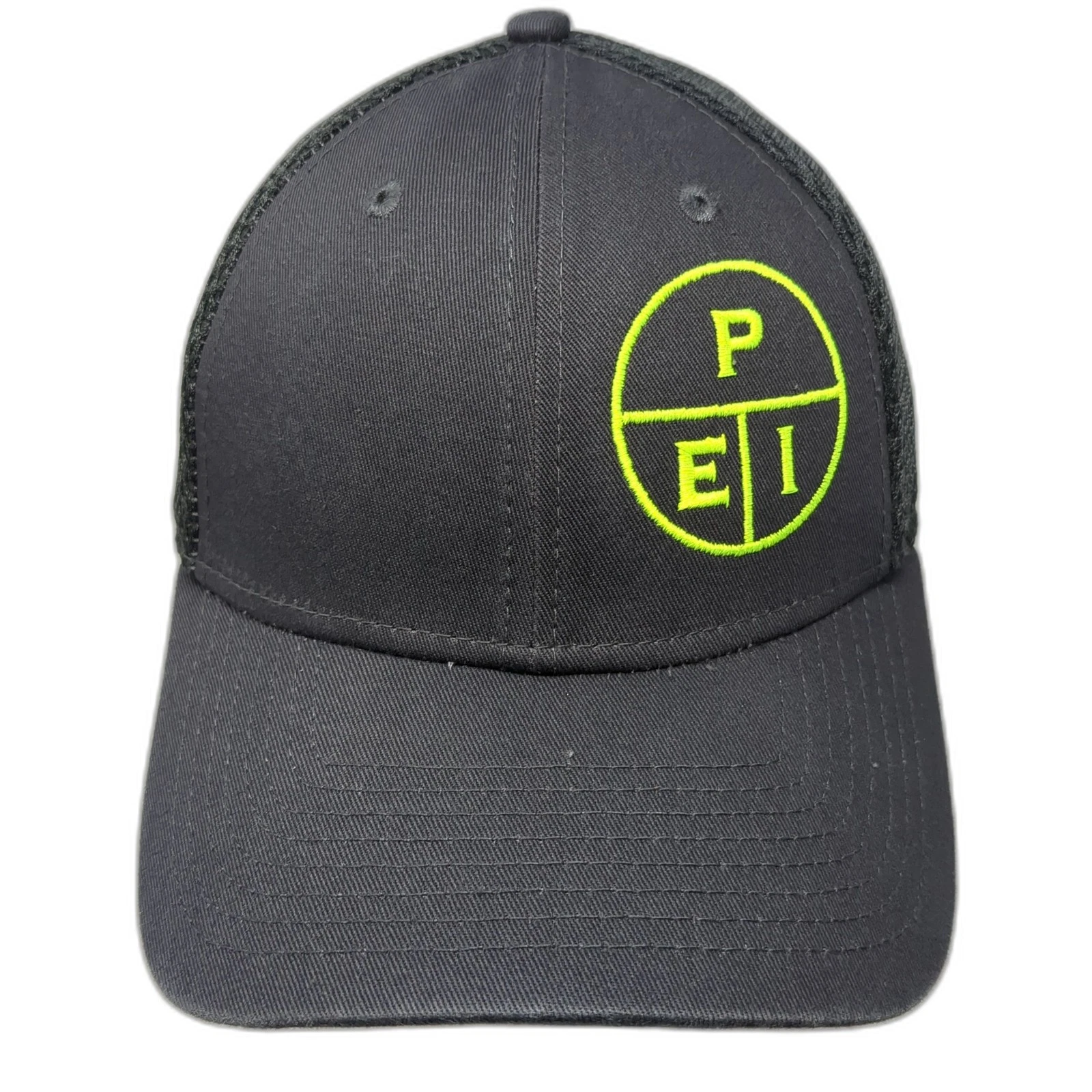 PEI Fitted Hat Gray Medium Embroidered Vent Holes Outdoor New Era