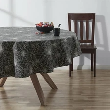 Way to Celebrate Halloween Spiderweb Tablecloth Round 70" Diameter PEVA NEW