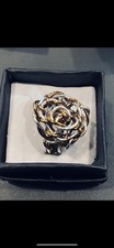 Women s Ring Silver Rose Stainless Steel Double Twist Wire wrapped SZ 9