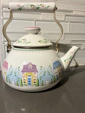 LENOX VILLAGE ENAMEL TEA KETTLE 1998 NEVER USED
