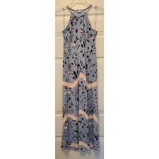 Candie's Blue Floral Halter Maxi Dress Size Small Front Slits
