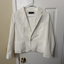 Polo Ralph Lauren Size 10 White Stretch One Button Blazer