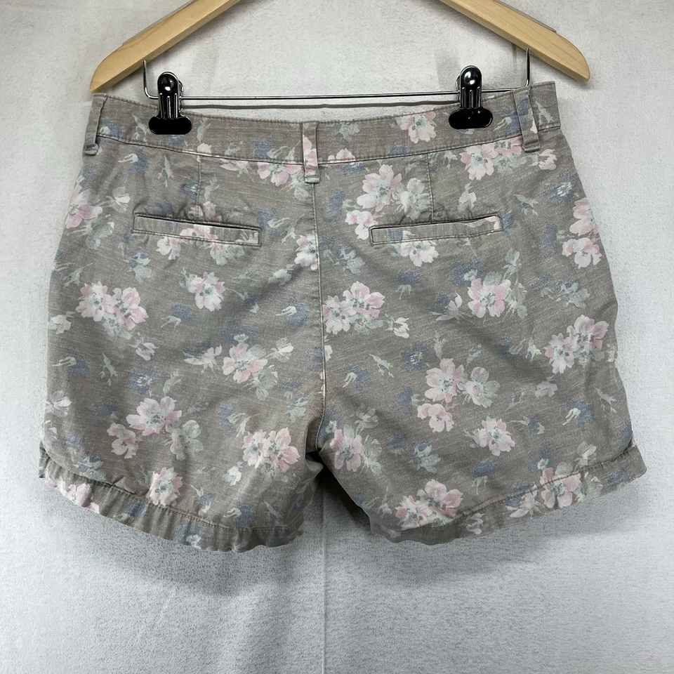 Pantalones Cortos Para Mujer Talla 8 Caqui Patrón Floral Retro Años 90 Festival 33x4.5 Foto 2 de 4