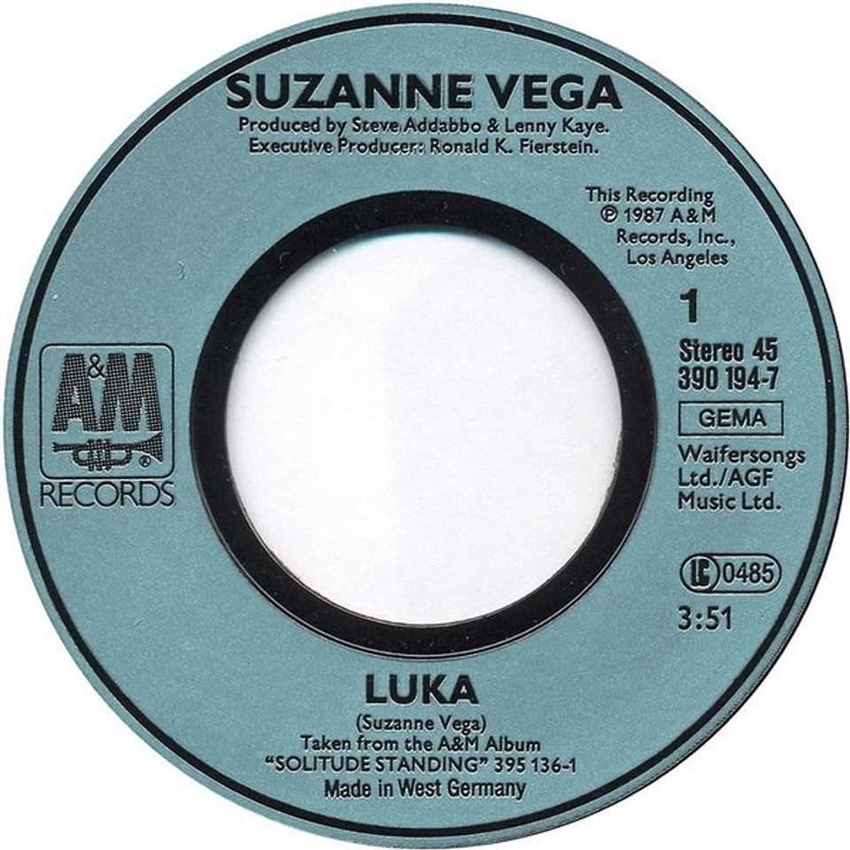 Suzanne Vega - Luka (Vinyl 7" - 1987 - DE - Original) - Bild 3 von 4