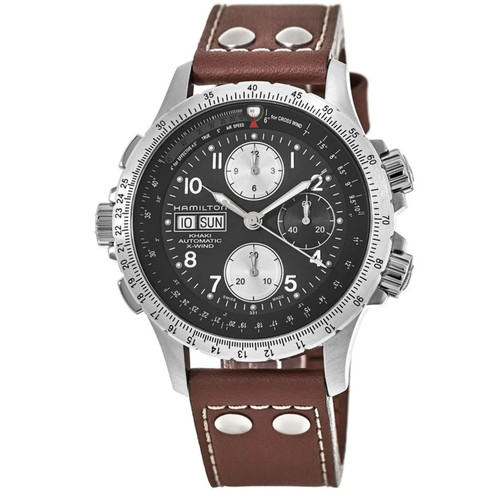 New Hamilton Khaki Aviation X-Wind Auto Chrono Black Men's Watch H77616533