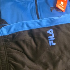 FILA Blue Black Men's Tracksuit Set Track Jacket Pants Full Zip Size Regular