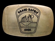 TD15129 VINTAGE 1970s GRAND RAPIDS ENGR. SOLID BRASS BELT BUCKLE