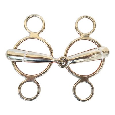 JK HILASON Western Horse Light Weight Hollow 3 Ring Continental Gag Bit With SS
