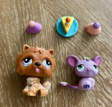 Littlest Pet Shop purple Mouse # 1830 & Chow Chow Dog # 1831 birthday set