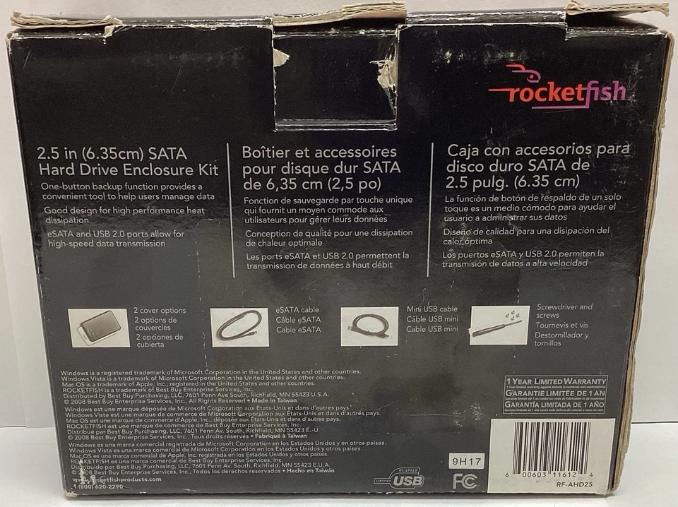Rocketfish Portable Slim 2.5'' SATA Enclosure RF-AHD25 W/ Case & 180GB Drive - Image 2 of 3