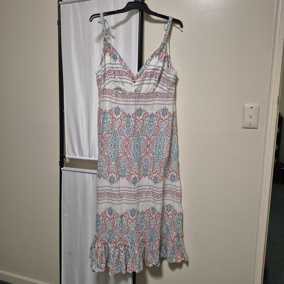 #405 Billabong Women's Paisley Maxi Sundress Size 14 V-Neck Sleeveless 