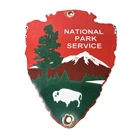 Vintage National Park Sign - 7" Gas Service Station Pump Porcelain Arrow Sign
