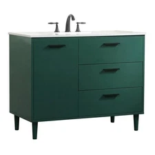 Elegant Decor Baldwin 42" Solid Wood and MDF Bathroom Vanity in Green