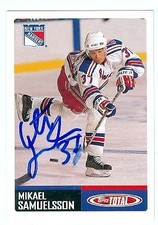 Mikael Samuelsson autographed hockey card New York Rangers 2002 Topps Total #67