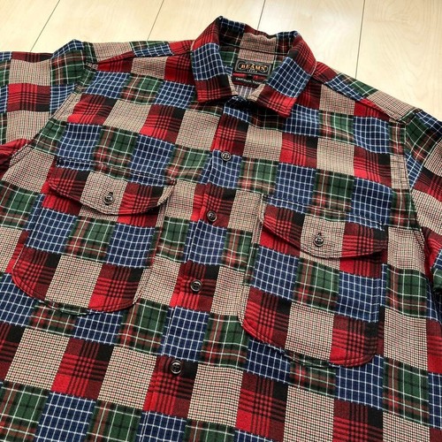 BEAMS Plus Patchwork Shirt Men's Size M Excellent Condition Japan Casual Wear - Picture 5 of 6