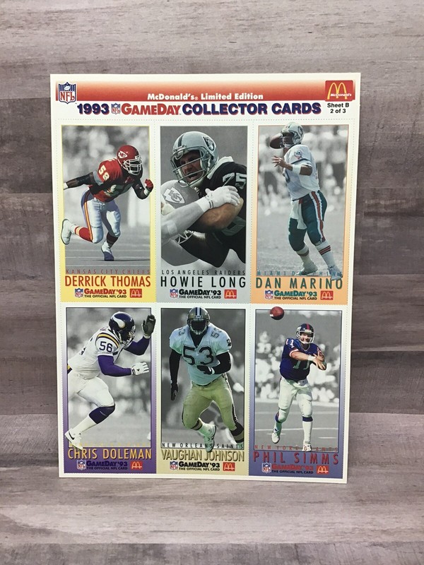 1993 McDonald's Ltd Edition~Football GameDay Cards~Sheet B Various Teams