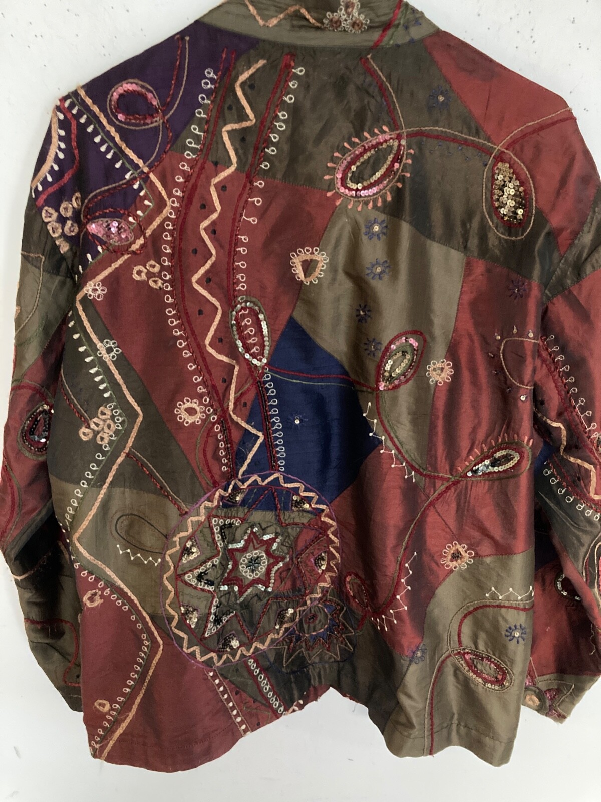 Vintage Chico's Silk Blend Patchwork Open Front B… - image 4