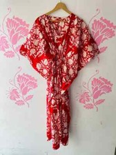 Indian Vintage 100% Cotton Long Beach Maxi Kaftan Dress One Size Caftan Kimono