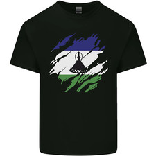 Torn Lesotho Flag Basotho Day Football Mens Cotton T-Shirt Tee Top