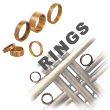 KGUBrass Custom set of 3 Trumpet FINGER rings for slides and holder. Raw Brass