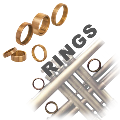 KGUBrass Custom set of 3 Trumpet FINGER rings for slides and holder. Raw Brass