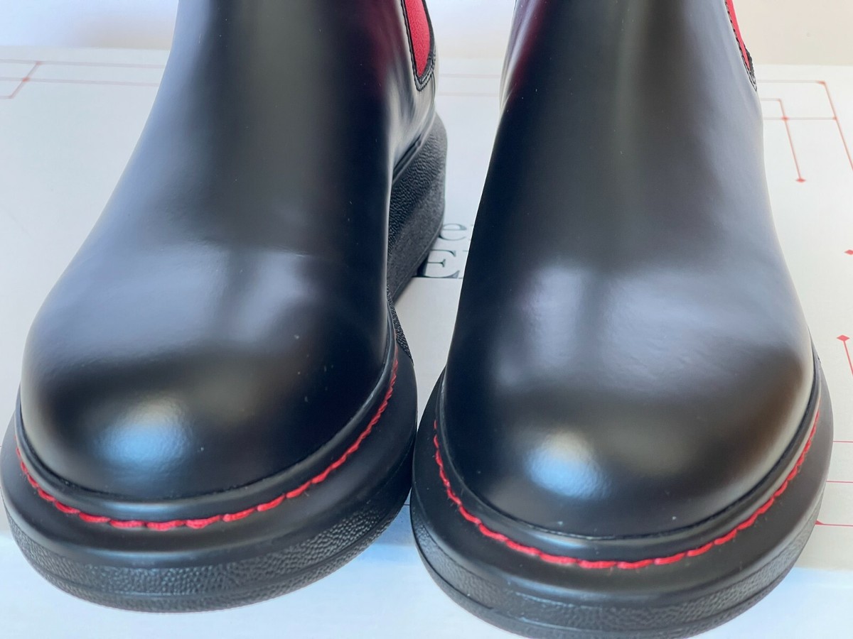 Alexander McQueen Hybrid Chelsea Platform Ankle Boots Black 