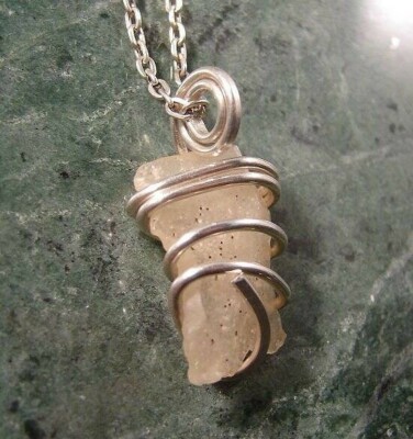 AUTHENTIC Libyan Desert Glass Meteorite Sterling Silver Pendant 308