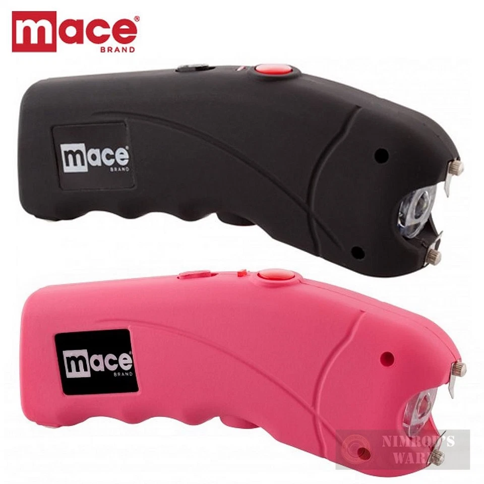 MACE SECURITY INTERNATIONAL TWO Mace STUN GUNS 2.4 million VOLTS + LED Light + CASES BLK + PINK 80323 80324
