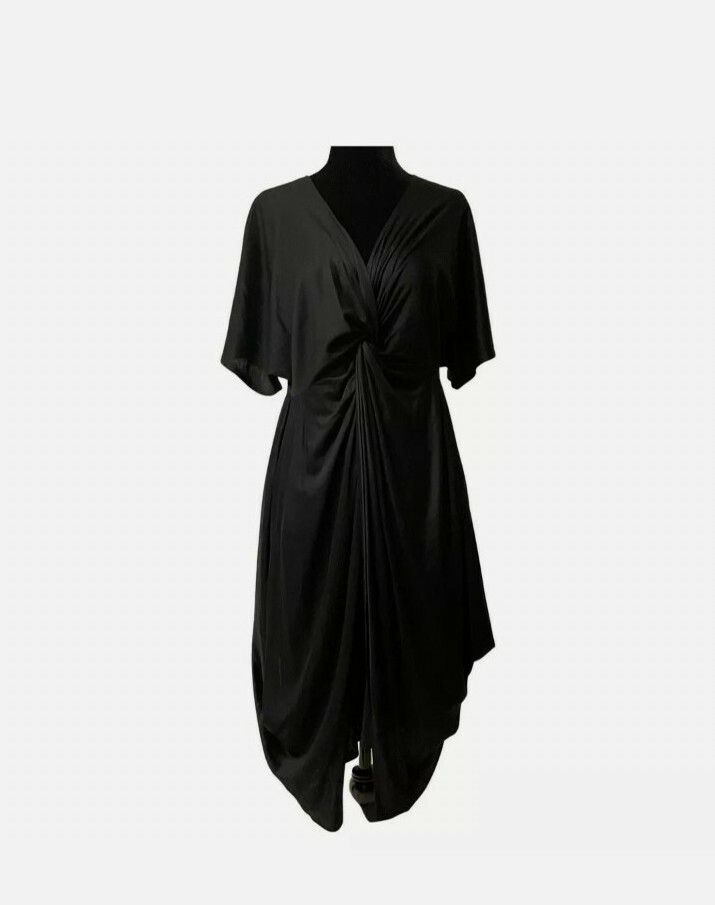 Abito drappeggio in maglia a maniche corte Yves Saint Laurent nero taglia 36 (US 6)