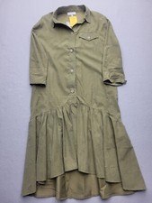 Hayden Women Dress Medium Green Shirt Dress 3/4 Sleeve Midi Polyester Casual