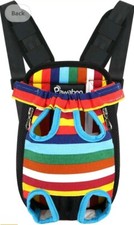 Pawaboo Large Striped Multicolored Pet Carrier Backpack With Straps 14.7 x 10.4"