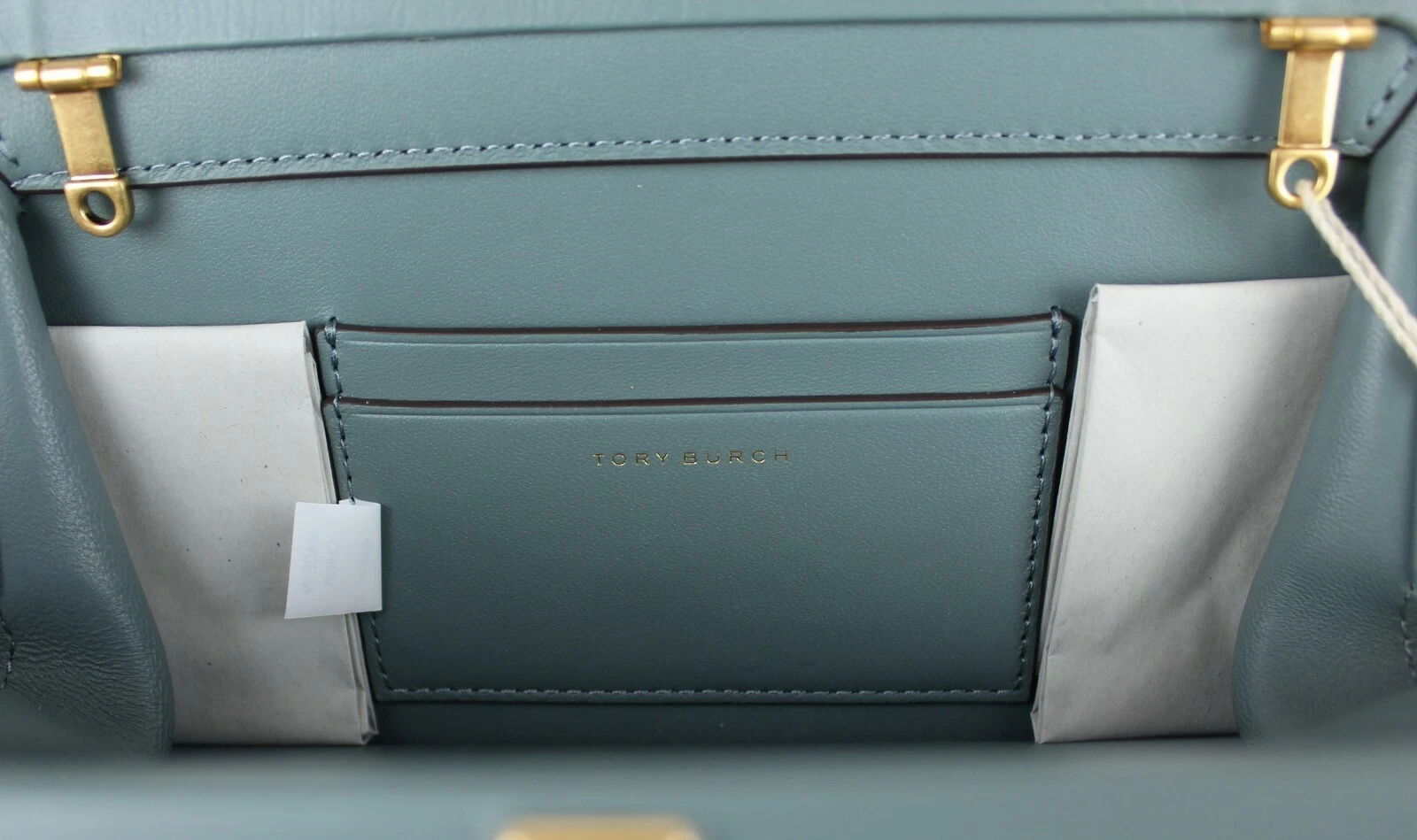 WANDLER Mini borsa a tracolla nuova con etichette TORY BURCH Fish appliqué Frame colore: Artico prezzo al pubblico consigliato $598