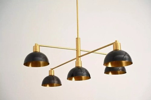 Chandelier 5 Light Art Deco Style Raw Brass Ceiling Light Fixture Decor Lamp - Picture 2 of 8