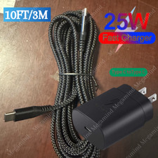25W Type USB-C Super Fast Wall Charger 10FT Cable For Samsung S20 iPhone 15 16