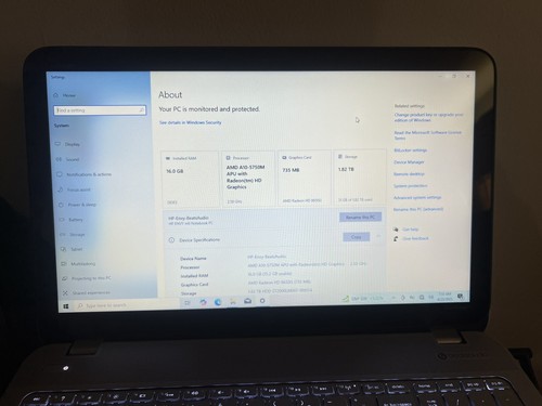 New HP Envy M6-N010DX 15" Laptop, AMD A10-5745M 16GB RAM 2TB WINS 10 Touch SCRN - Picture 6 of 10