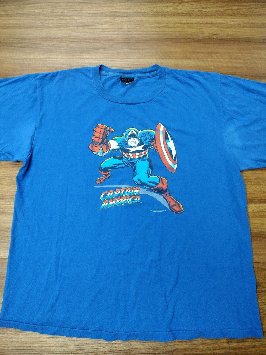 Vintage Marvel Changes Captain America 1989 Blue T-shirt