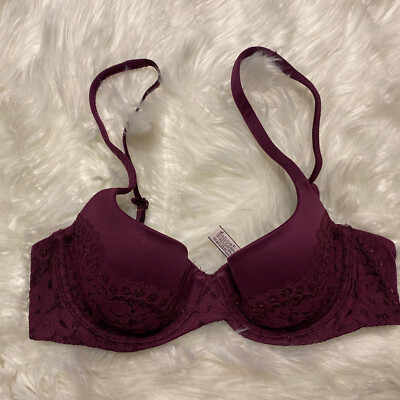 Victorias Secret 32C Bra Purple Body by Victoria Lined Demi Underwire Back Close
