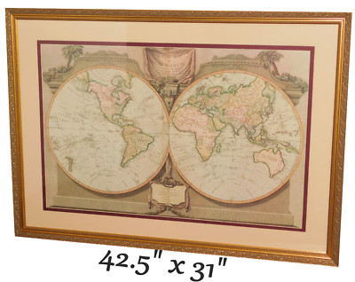 1790s Historic World Map of the Discoveries of Captain Cook - 31x42