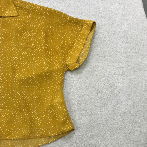 Top Urban Outfitters para mujer grande amarillo mostaza corbata frontal lunares profundo cuello en V - Imagen 5 de 15