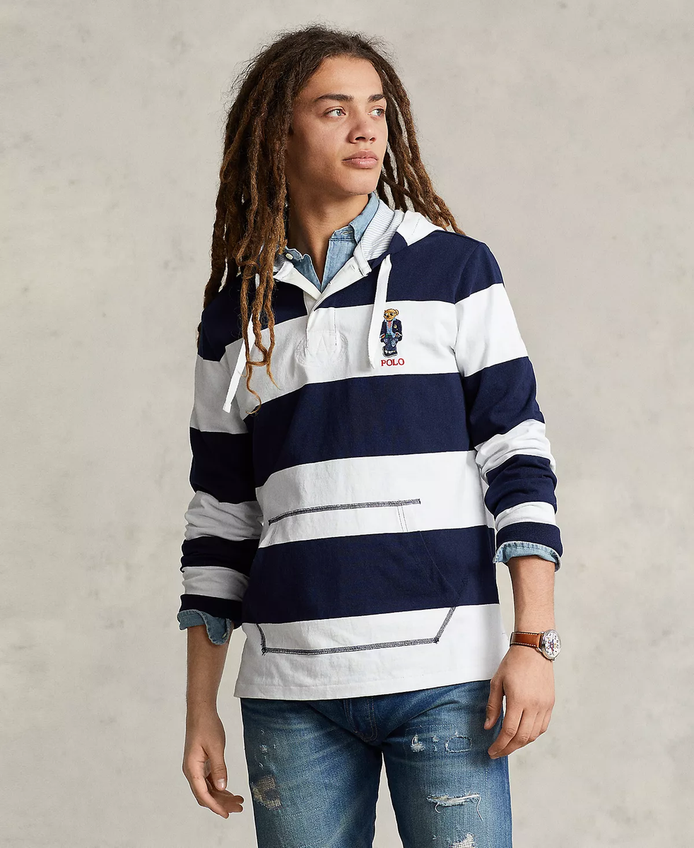 Polo Ralph Lauren Stripe Polo Bear Hooded Rugby Shirt $168 Polo Ralph Lauren Stripe Polo Bear Hooded Rugby Shirt $168