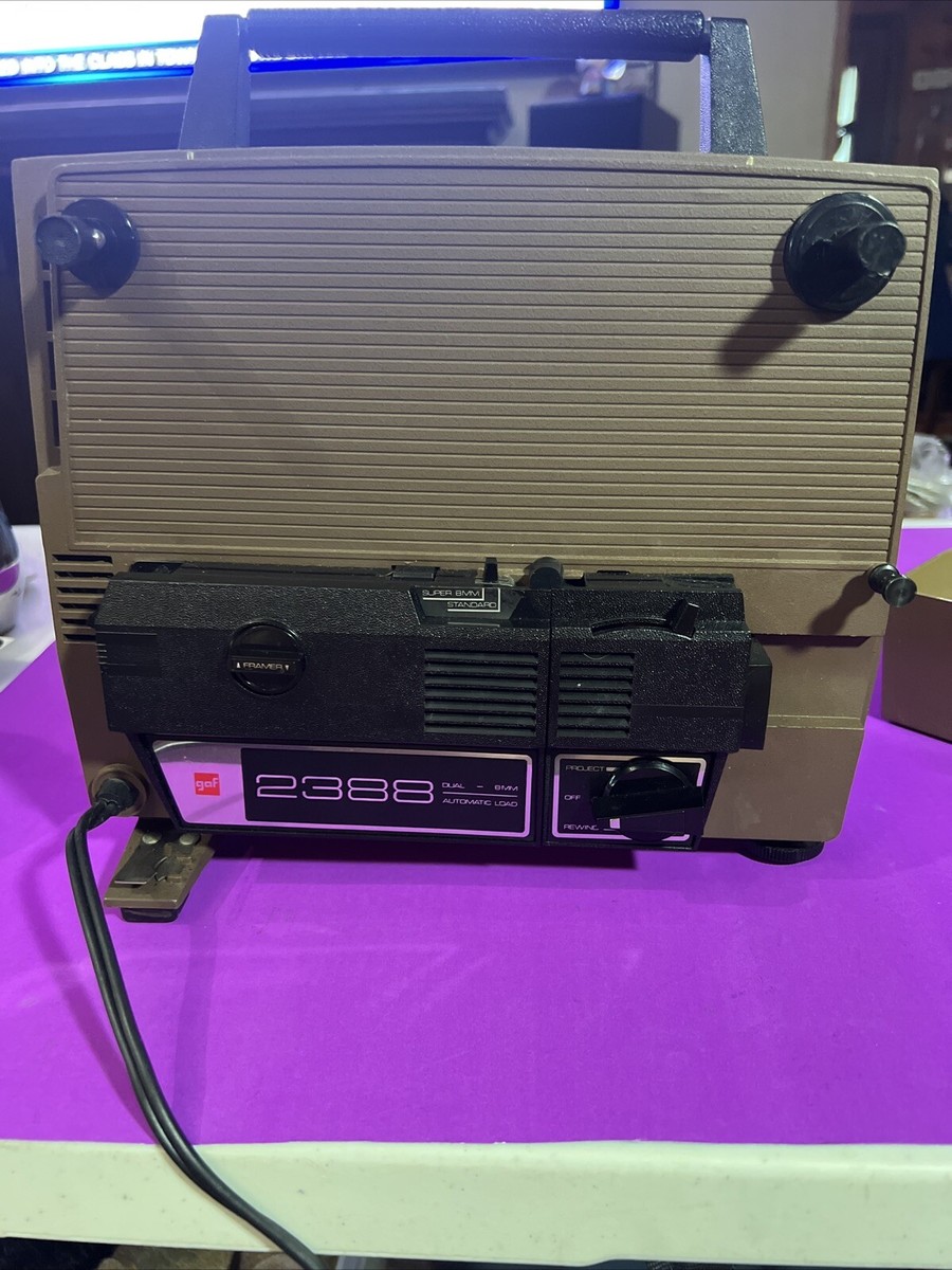 Vintage GAF 2388 Dual 8mm/Super 8 Film Movie Projector. POWERS ON